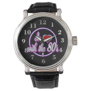 In Love With The 80's Retro Purple Neon Logo Watch