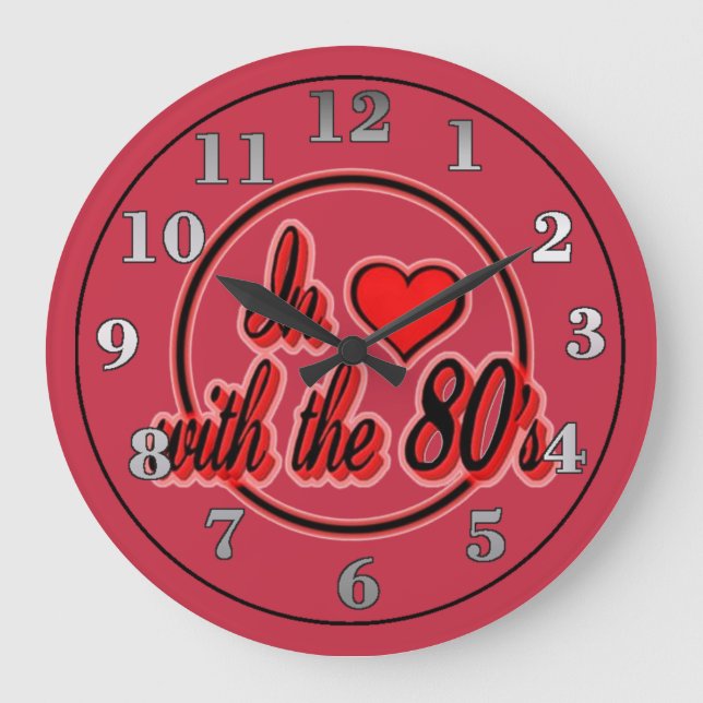 In Love With The 80's Retro Red Logo Wall Clock (Front)