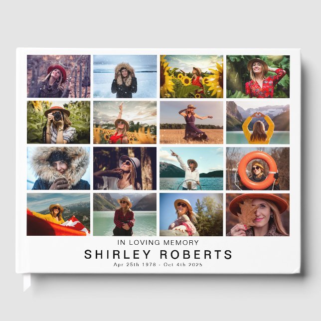 In Loving Memory 16 x Photo Collage Memorial Guest Book (Front)