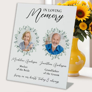 In Loving Memory 2 Photo Greenery Memorial Wedding Pedestal Sign
