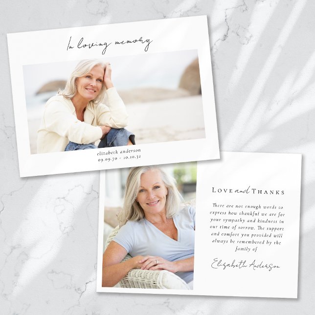 In Loving Memory 2 Photo Sympathy Thank You Card (Creator Uploaded)