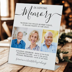 In Loving Memory 3 Photo Modern Memorial Wedding Pedestal Sign