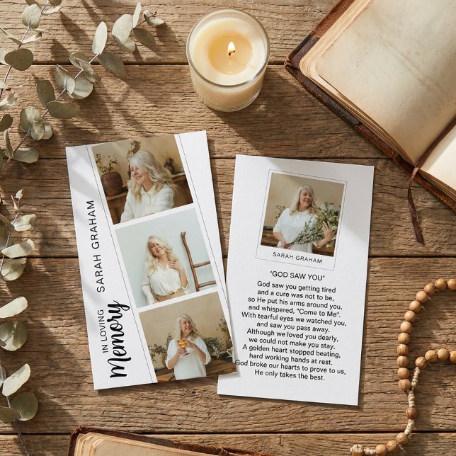 In Loving Memory 4 Photo Prayer Business Card (Creator Uploaded)
