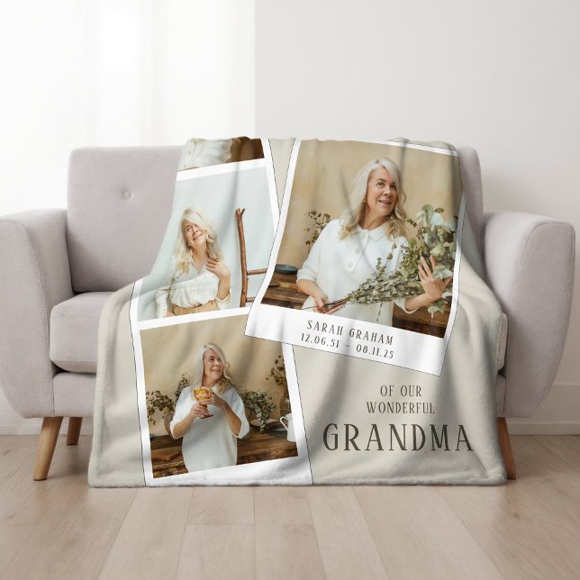 In Loving Memory 4 Photo Snaps Fleece Blanket (Creator Uploaded)