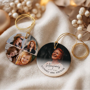 In Loving Memory 5 Photo Collage Bow Christmas Ceramic Tree Decoration
