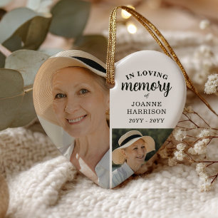 In Loving Memory 5 Photo Collage Heart Memorial Ceramic Tree Decoration