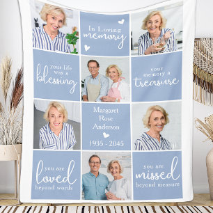 In Loving Memory 6 Photo Collage Custom Memorial Fleece Blanket