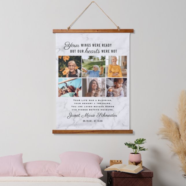 In Loving Memory | 6 Photo Collage Funeral Hanging Tapestry (Bedroom)