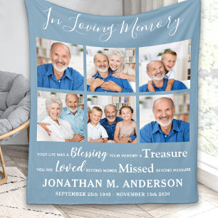 In Loving Memory 6 Photo Remembrance Memorial Fleece Blanket