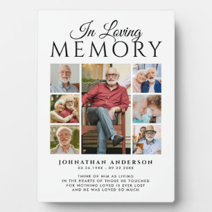 In Loving Memory 7-Photo Black & White Memorial Plaque