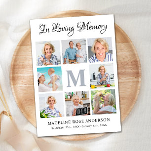 In Loving Memory 8 Photo Collage Funeral Sympathy Thank You Card