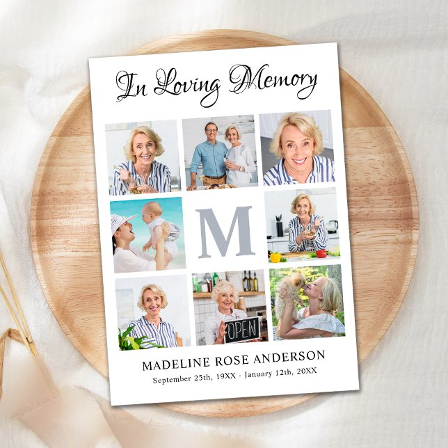 In Loving Memory 8 Photo Collage Funeral Sympathy Thank You Card (Creator Uploaded)