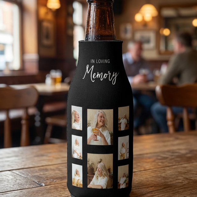 In Loving Memory | 8 Photo Collage Memorial Bottle Cooler (Creator Uploaded)
