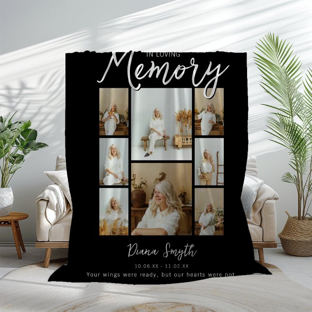 In Loving Memory | 8 Photo Collage Memorial Fleece Blanket (Creator Uploaded)