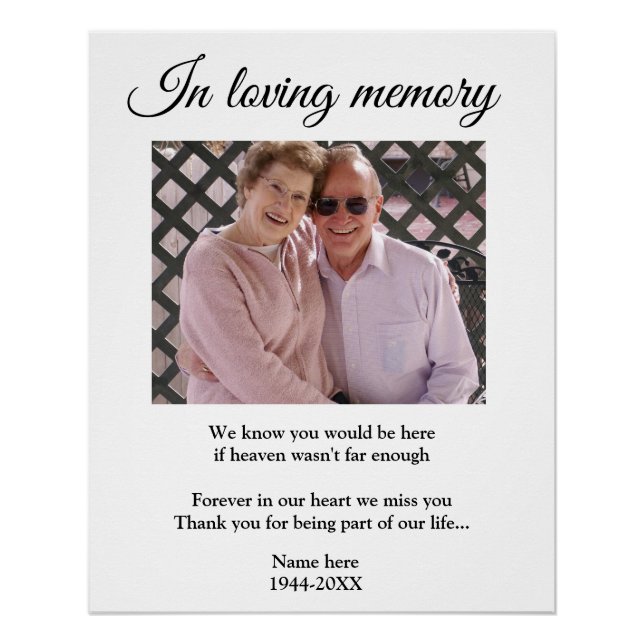 in loving memory add name text keepsake sign (Front)