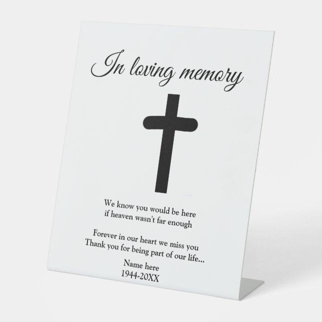 in loving memory add name text keepsake sign (Front)