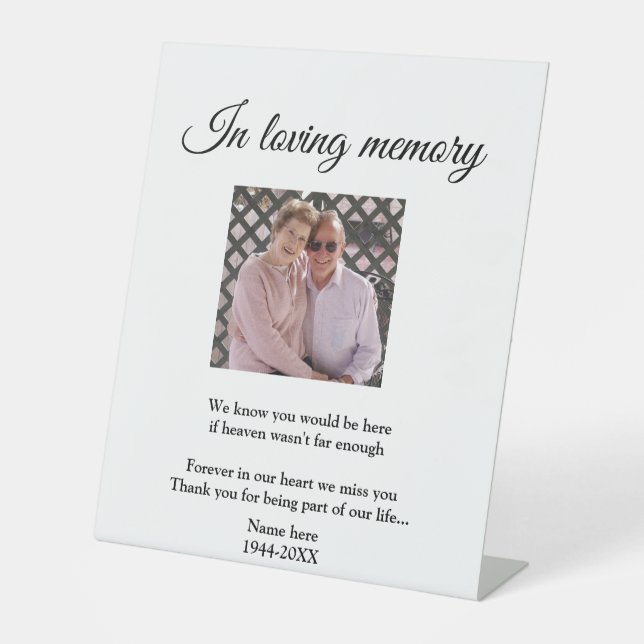 in loving memory add name text keepsake sign (Front)