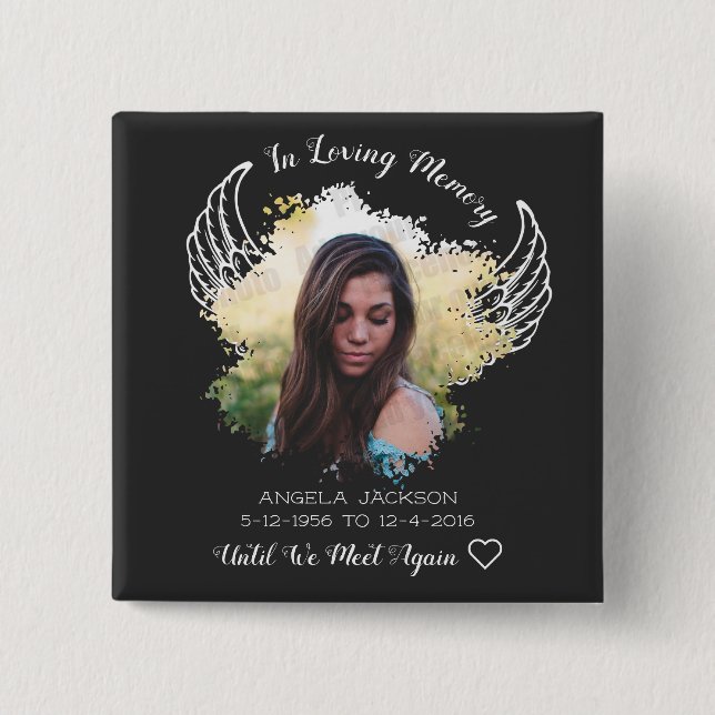 In Loving memory angel wings photo Button (Front)