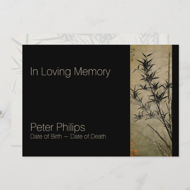 In Loving Memory Bamboo Funeral Announcement (Front/Back)