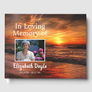 In Loving Memory Beach Sunset Funeral Memorial Guest Book