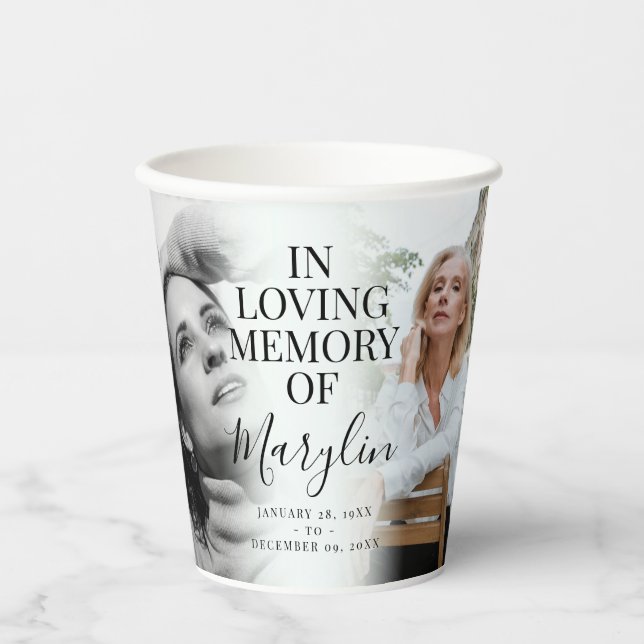 In Loving Memory Before & After Photo Sympathy Paper Cups (Front)