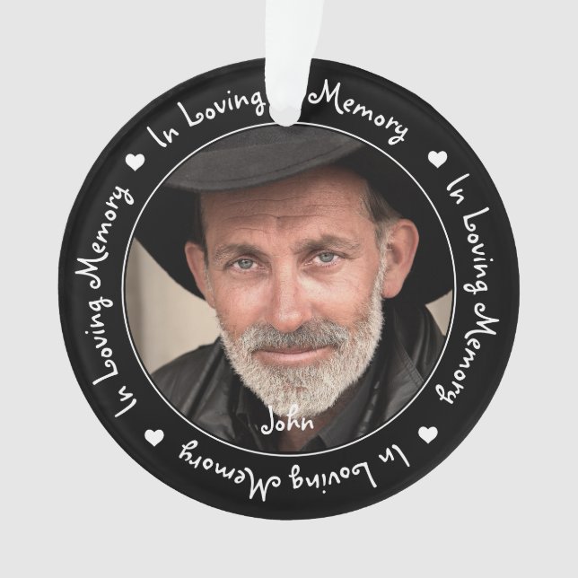 In Loving Memory Black Family Photo Keepsake Ornament (Front)