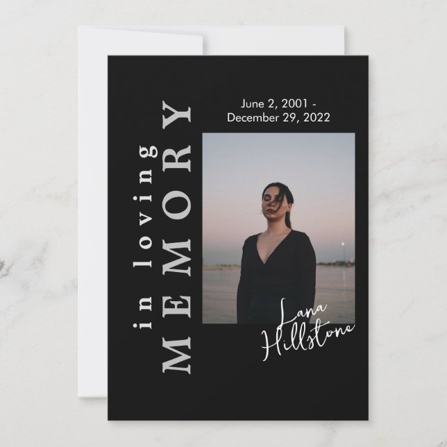 In Loving Memory Black Funeral Program Invitation (Front)