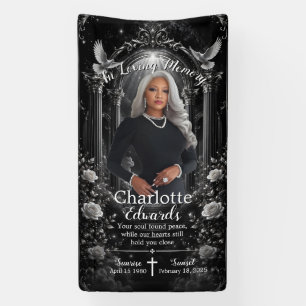 In Loving Memory Black Photo Grave Cover Blanket Banner