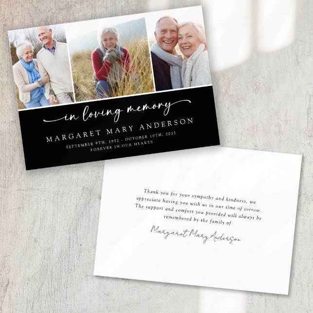 In Loving Memory | Black Photos Funeral Sympathy  Thank You Card (Creator Uploaded)