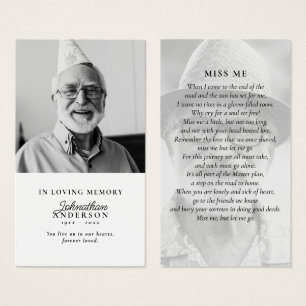 In Loving Memory Black & White 2-Photo Prayer Card