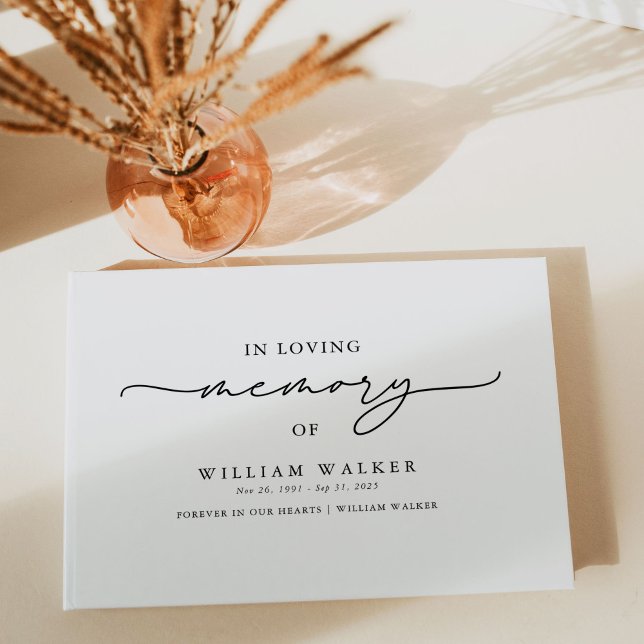 In Loving Memory Black & White Memorial Funeral Guest Book (Creator Uploaded)