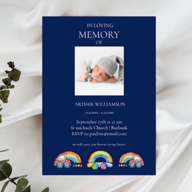 In loving memory blue child funeral  invitation (Creator Uploaded)