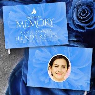 In loving memory blue rose silver remembrance guest book