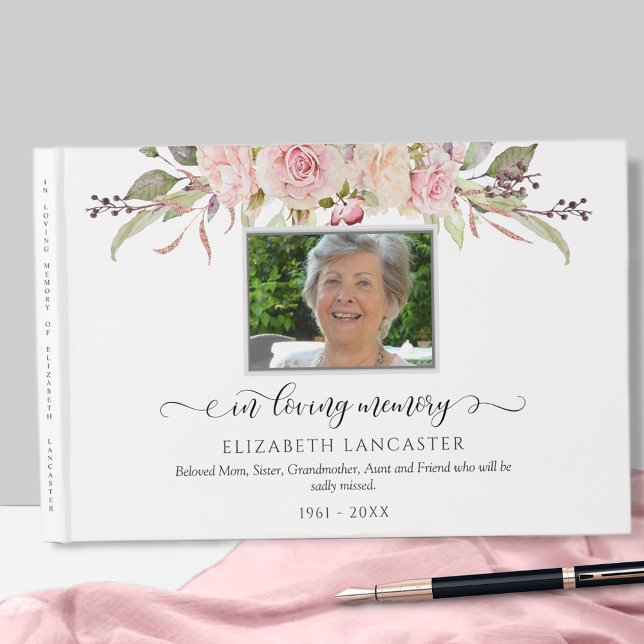 In Loving Memory Blush Floral, Funeral Photo Guest Book (Creator Uploaded)