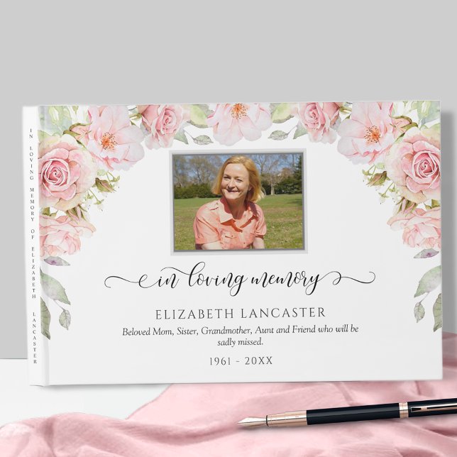 In Loving Memory Blush Floral, Funeral Photo Guest Book (Creator Uploaded)