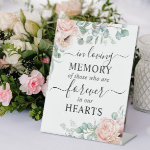 In Loving Memory Blush Pink Floral  Pedestal Sign