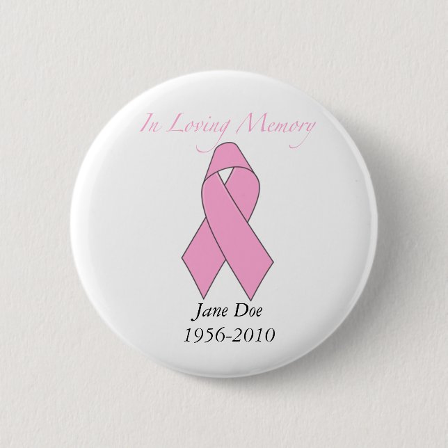 In Loving Memory, Breast Cancer 6 Cm Round Badge (Front)