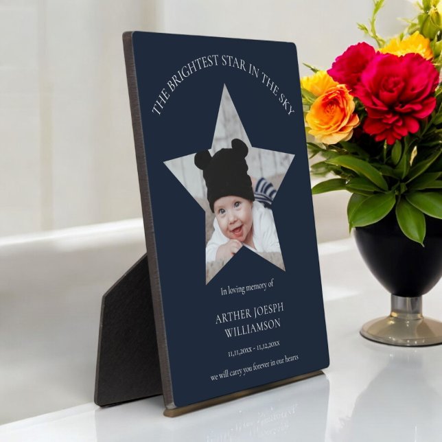 in loving memory brightest star baby loss  plaque (memorial,remembrance,sympathy,in loving memory,keepsake,photo template,family,celebration of life,)