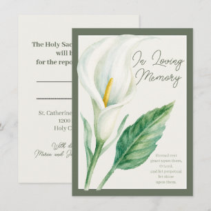 In Loving Memory Calla Lily Mass Offering Card