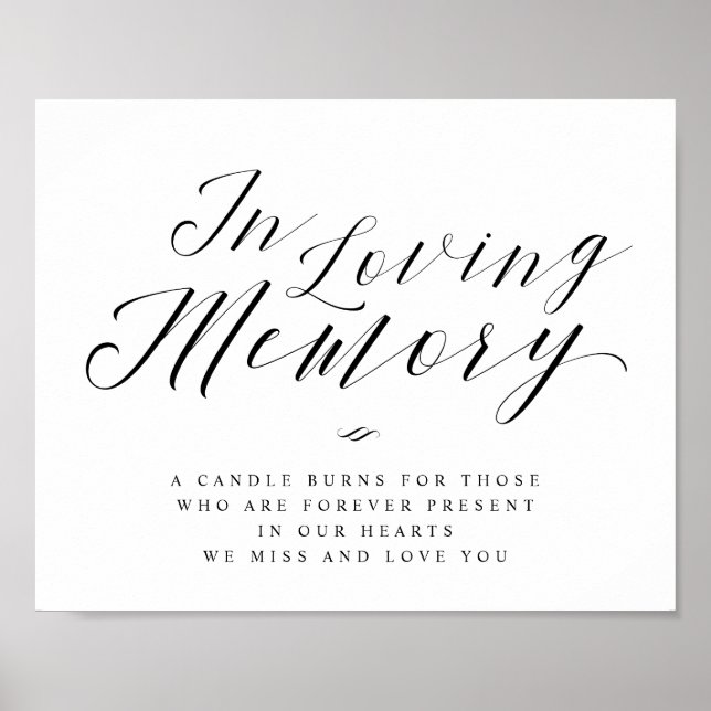 In Loving Memory Calligraphy Script Memorial Sign (Front)