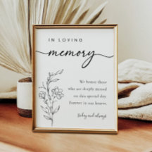 In Loving Memory Calligraphy Wedding Sign