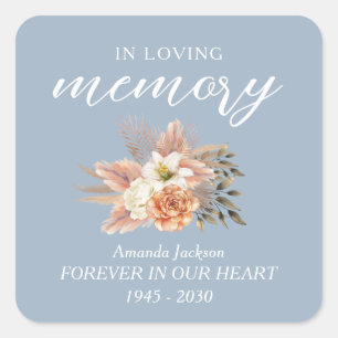 In Loving Memory Candle Label Dusty Blue