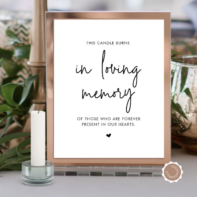 In Loving Memory Candle, Wedding Memorial Table Poster (In Loving Memory Candle, Wedding Memorial Table Sign, Digital Download, Modern Minimalist design)