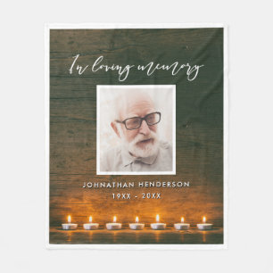 In Loving Memory Candles & Wood Photo Memorial Fleece Blanket