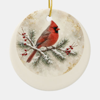 In Loving Memory Cardinal Personalised Christmas Ceramic Tree Decoration