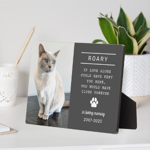 In Loving Memory Cat Photo Charcoal Plaque
