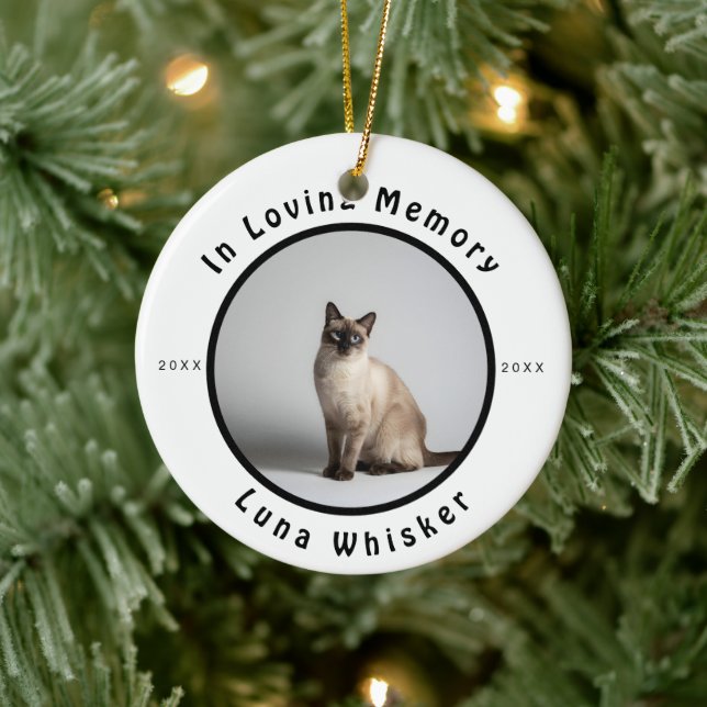 In Loving Memory Cat Photo Memorial Ceramic Tree Decoration (Tree)