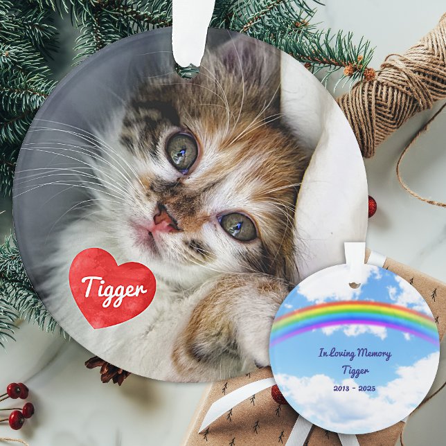In Loving Memory - Cat Photo Rainbow Pet Memorial Ornament (Creator Uploaded)