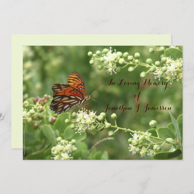 In Loving Memory Celebration of Life  Butterfly Invitation (Front/Back)