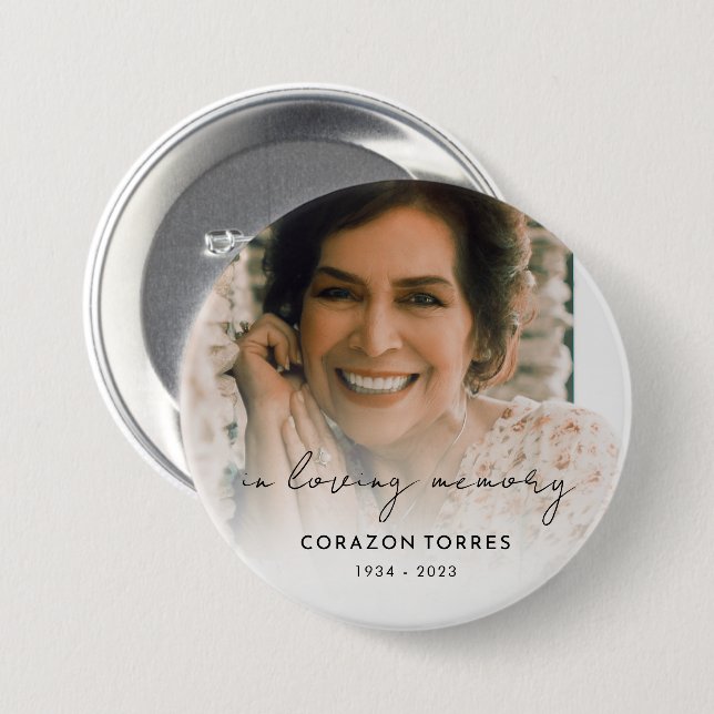 In Loving Memory Celebration of Life Photo Funeral 7.5 Cm Round Badge (Front & Back)